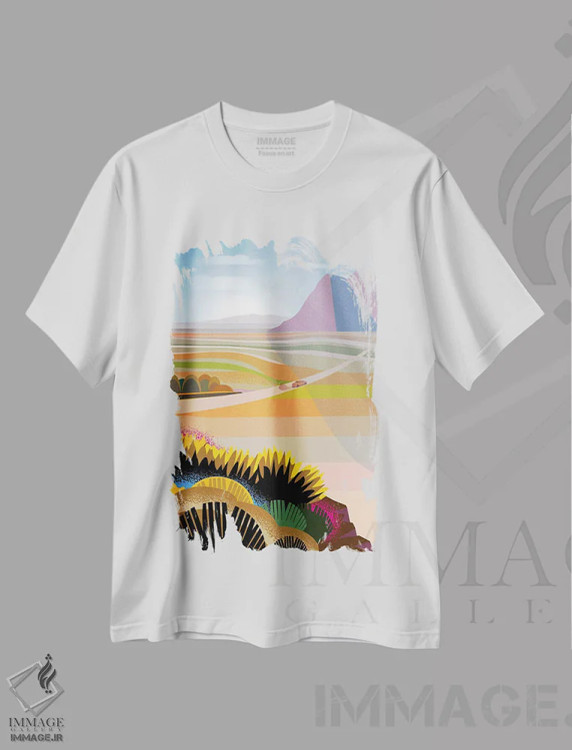 تیشرت سفید طرح دار پایان جاده، تزئینی اثر چارلز هارکر | فروشگاه ایماژ