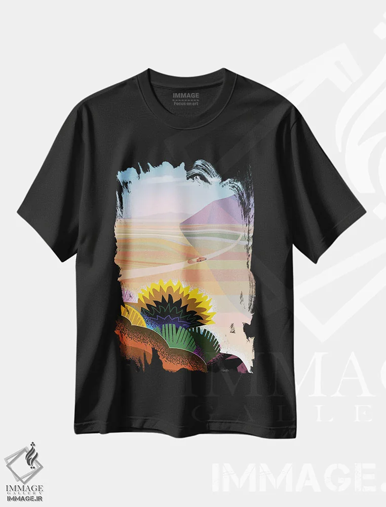 تیشرت مشکی طرح دار بیابان بزرگ موجاوی، تزئینی اثر چارلز هارکر | فروشگاه ایماژ