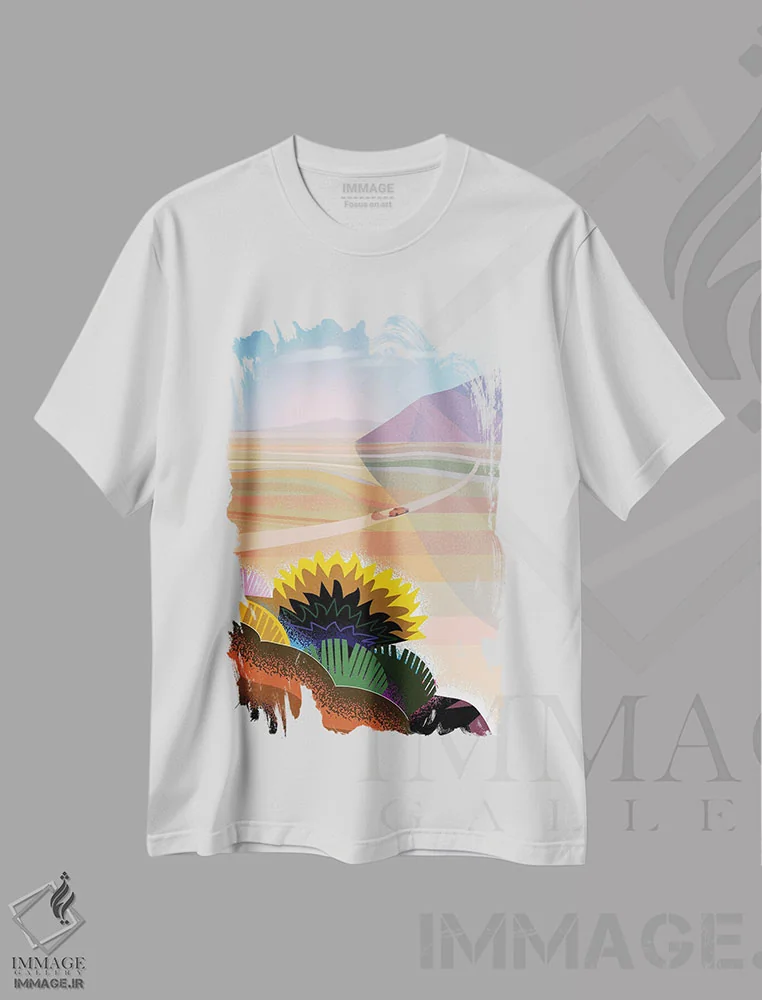 تیشرت سفید طرح دار بیابان بزرگ موجاوی، تزئینی اثر چارلز هارکر | immage.ir