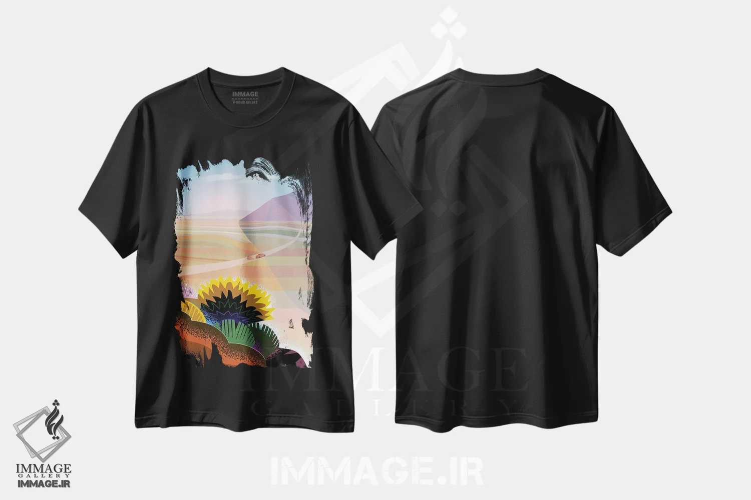 تیشرت مشکی طرح دار بیابان بزرگ موجاوی، تزئینی اثر چارلز هارکر | فروشگاه ایماژ