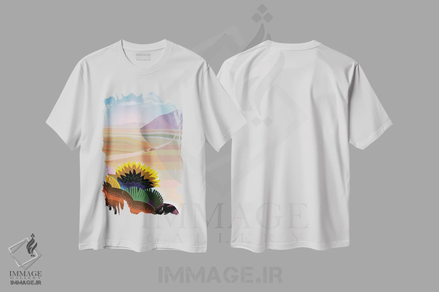 تیشرت سفید طرح دار بیابان بزرگ موجاوی، تزئینی اثر چارلز هارکر | immage.ir