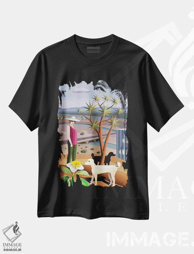 تیشرت مشکی طرح دار بالای اسکاتزدیل، دکور معاصر اثر چارلز هارکر | فروشگاه ایماژ