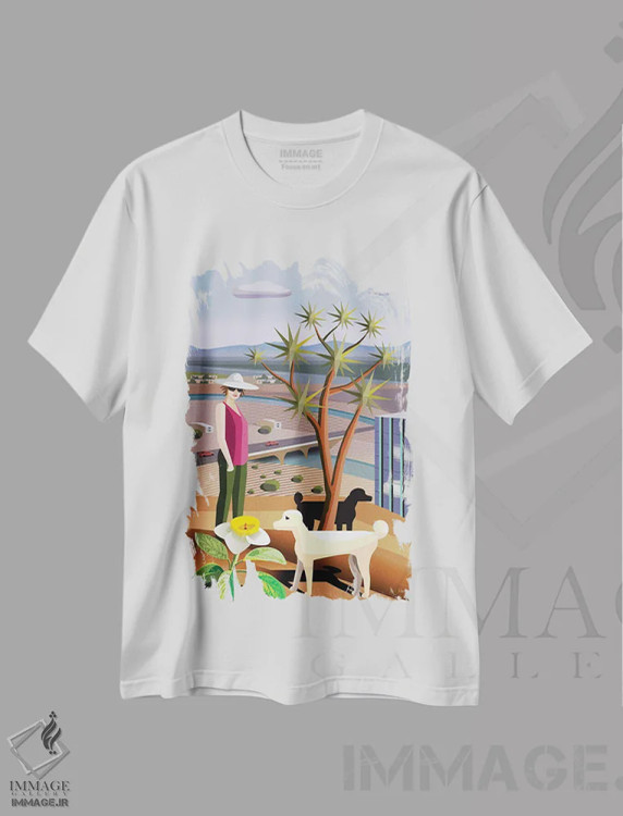 تیشرت سفید طرح دار بالای اسکاتزدیل، دکور معاصر اثر چارلز هارکر | immage.ir