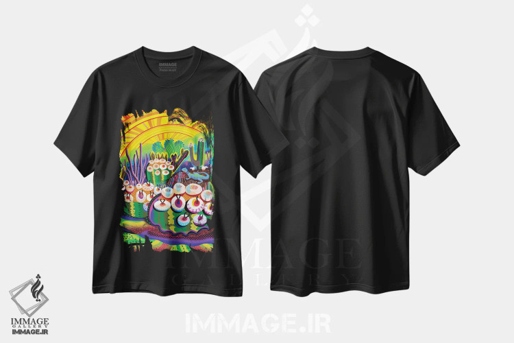 تیشرت مشکی طرح دار باغ شکوفه ها، تزئینی اثر چارلز هارکر | immage.ir