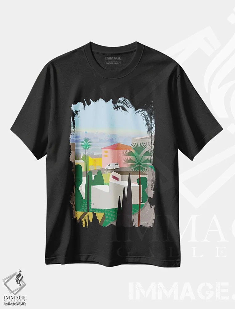 تیشرت مشکی طرح دار لس آنجلس را دوست دارم، تزئینی اثر چارلز هارکر | فروشگاه ایماژ