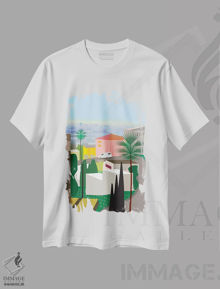 تیشرت سفید طرح دار لس آنجلس را دوست دارم، تزئینی اثر چارلز هارکر | immage.ir