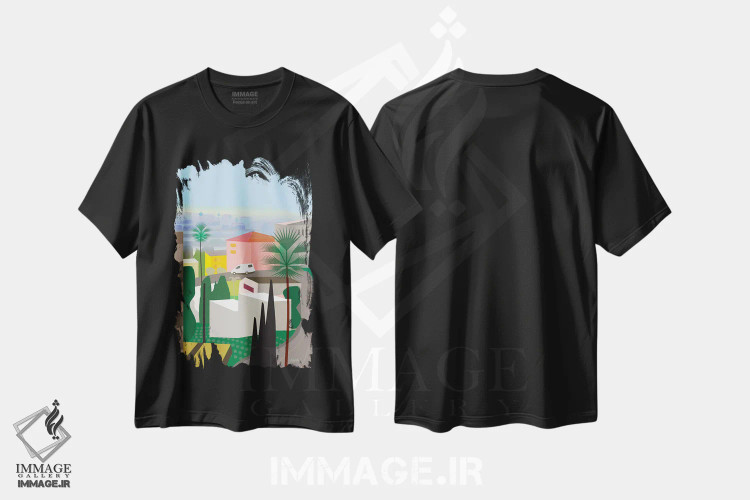 تیشرت مشکی طرح دار لس آنجلس را دوست دارم، تزئینی اثر چارلز هارکر | فروشگاه ایماژ