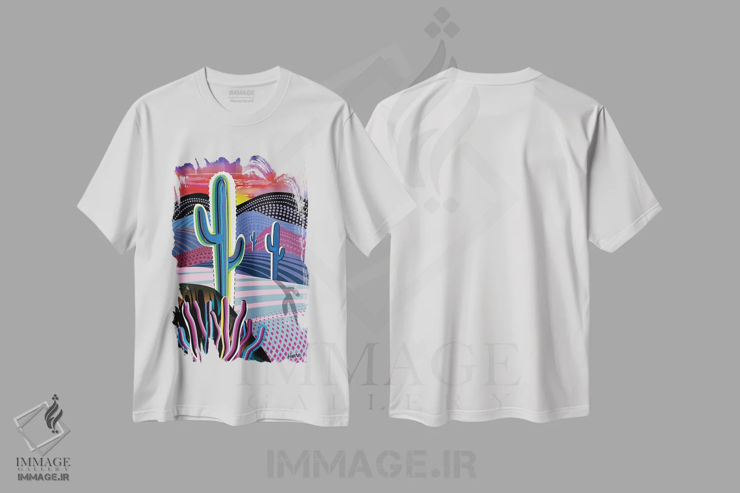 تیشرت سفید طرح دار انرژی خورشیدی، هنر فاخر معاصر اثر چارلز هارکر | immage.ir