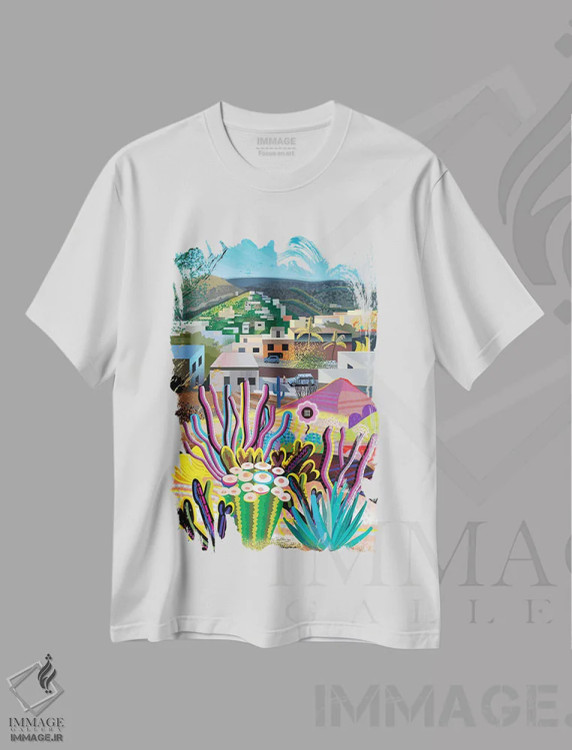 تیشرت سفید طرح دار لوماس دل پارایسو، تزئینی اثر چارلز هارکر | فروشگاه ایماژ