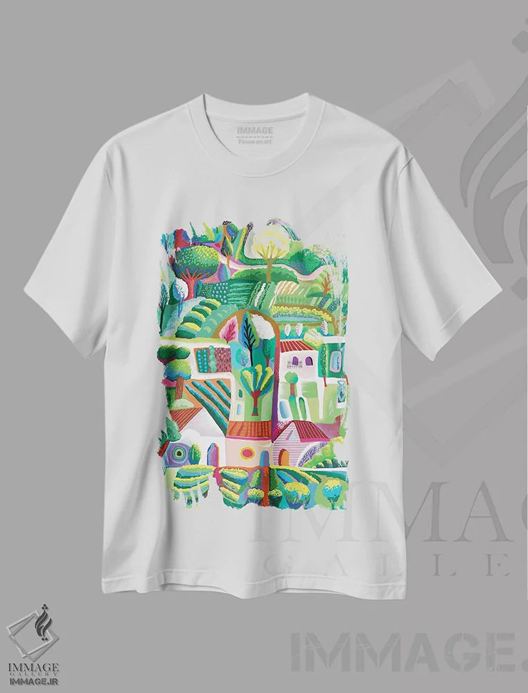 تیشرت سفید طرح دار سه کالیفرنیا، هنر دیجیتال اثر چارلز هارکر | فروشگاه ایماژ