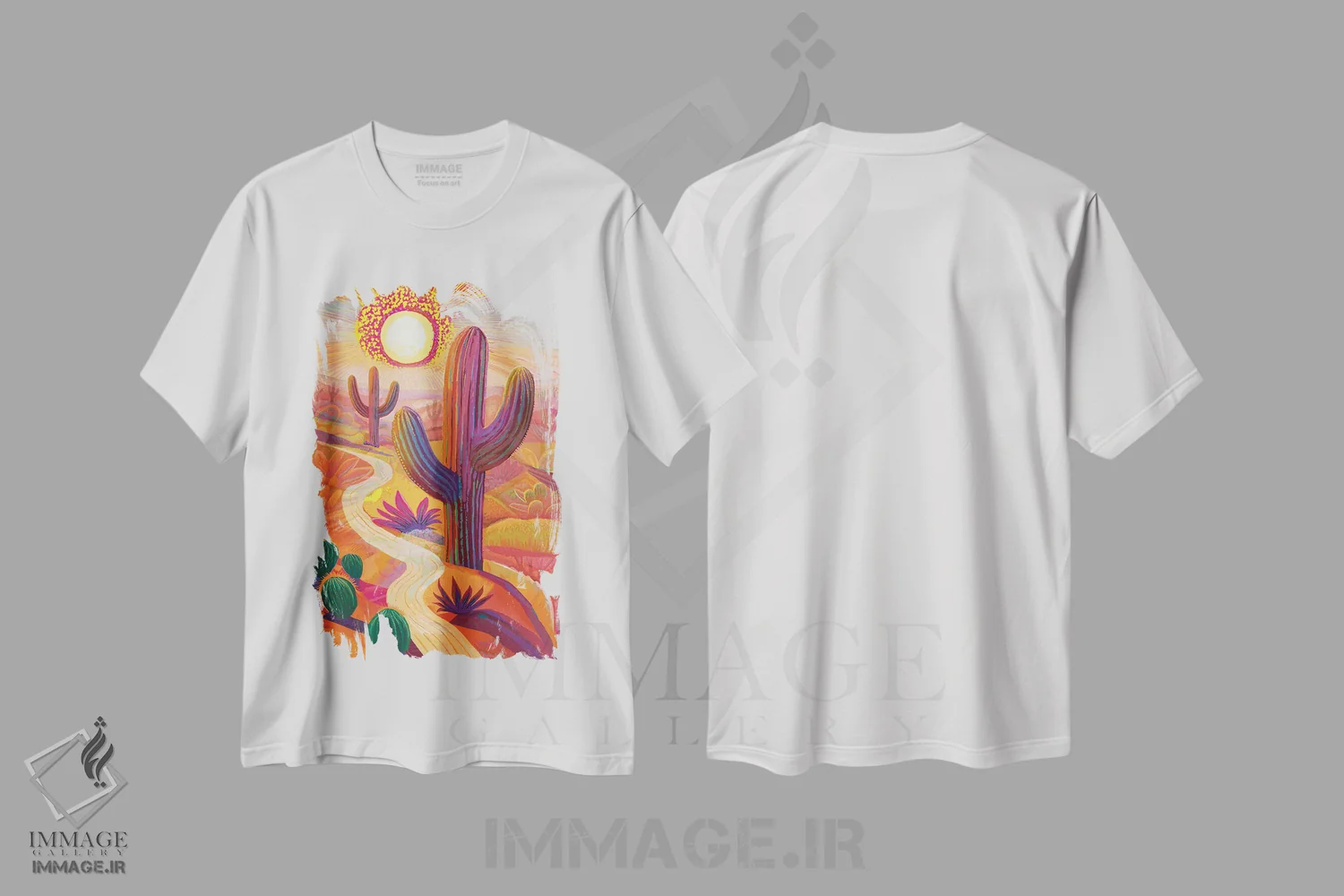 تیشرت سفید طرح دار شیشه بیابان، تزئینی اثر چارلز هارکر | immage.ir