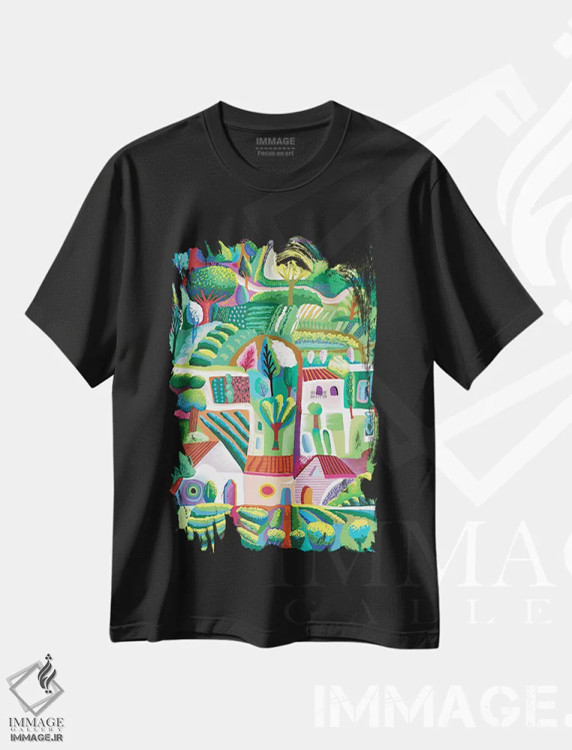 تیشرت مشکی طرح دار سه کالیفرنیا، هنر دیجیتال اثر چارلز هارکر | immage.ir