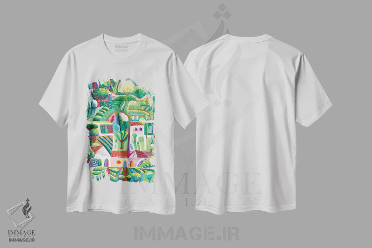 تیشرت سفید طرح دار سه کالیفرنیا، هنر دیجیتال اثر چارلز هارکر | فروشگاه ایماژ