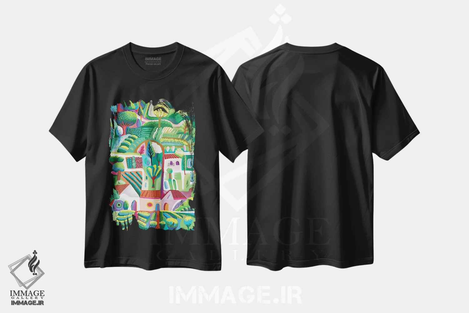 تیشرت مشکی طرح دار سه کالیفرنیا، هنر دیجیتال اثر چارلز هارکر | immage.ir