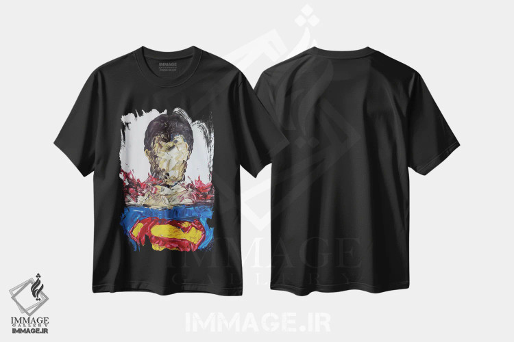 تیشرت مشکی طرح دار سوپرمن انتزاعی، مدیوم اثر اندرو هار | فروشگاه ایماژ