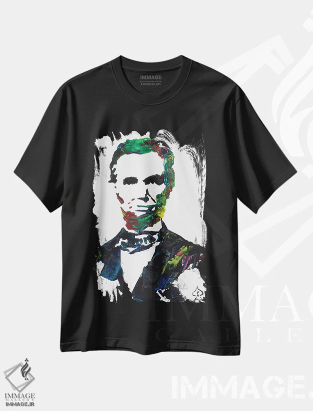 تیشرت مشکی طرح دار لینکلن دوم، هنر فاخر معاصر اثر اندرو هار | فروشگاه ایماژ