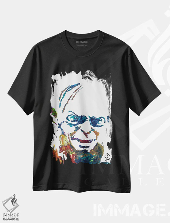 تیشرت مشکی طرح دار گالوم، هنر فاخر معاصر اثر اندرو هار | immage.ir