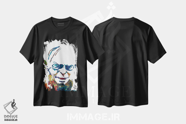 تیشرت مشکی طرح دار گالوم، هنر فاخر معاصر اثر اندرو هار | immage.ir