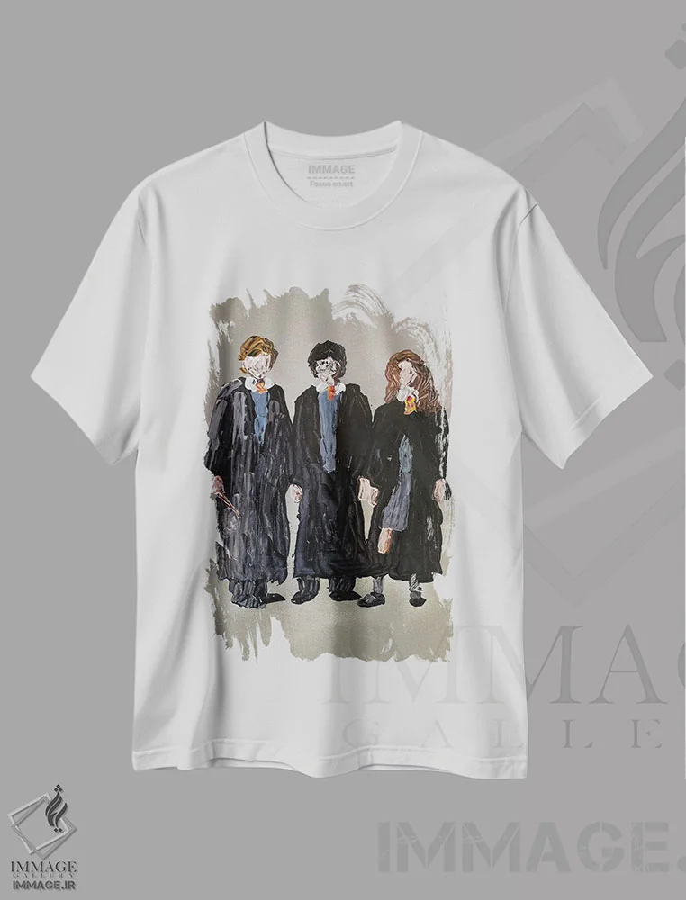 تیشرت سفید طرح دار بازیگران هری پاتر، مدیوم اثر اندرو هار | immage.ir