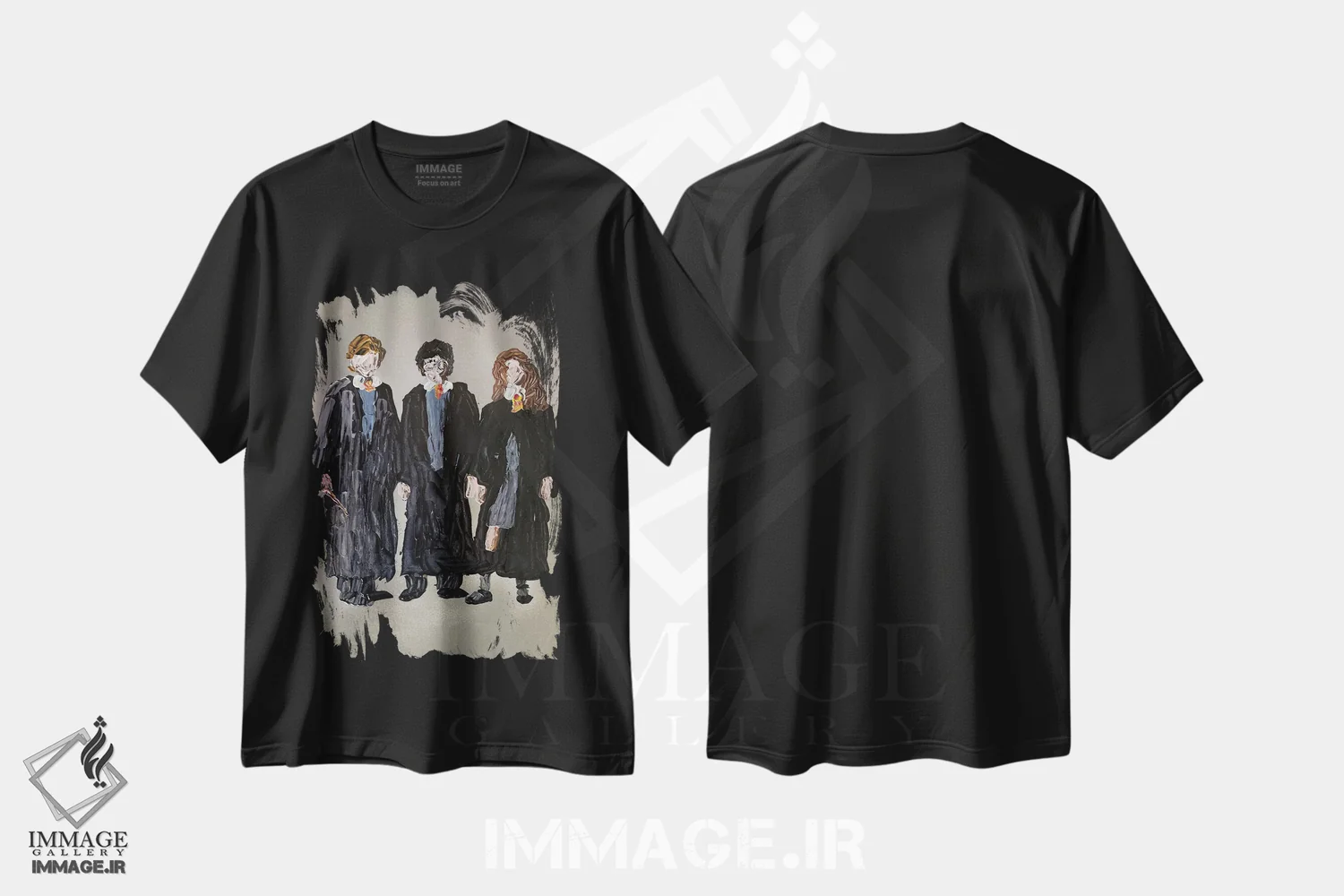 تیشرت مشکی طرح دار بازیگران هری پاتر، مدیوم اثر اندرو هار | فروشگاه ایماژ