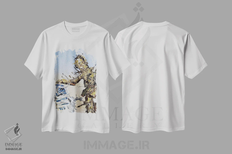 تیشرت سفید طرح دار آر۲ و ۳پی او انتزاعی اثر اندرو هار | immage.ir