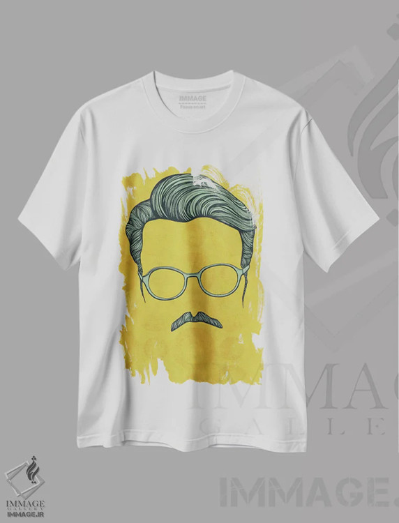 تیشرت سفید طرح دار سبیل، هنر دیجیتال اثر فایو بای فایو کالکتیو | فروشگاه ایماژ