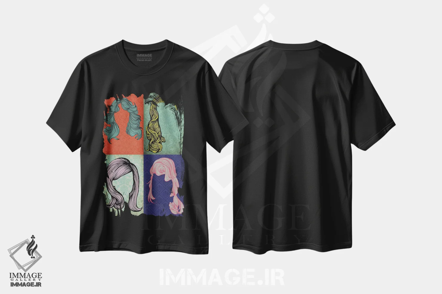 تیشرت مشکی طرح دار سبک ترکیبی شماره ۴، هنر دیجیتال اثر فایو بای فایو کالکتیو | فروشگاه ایماژ