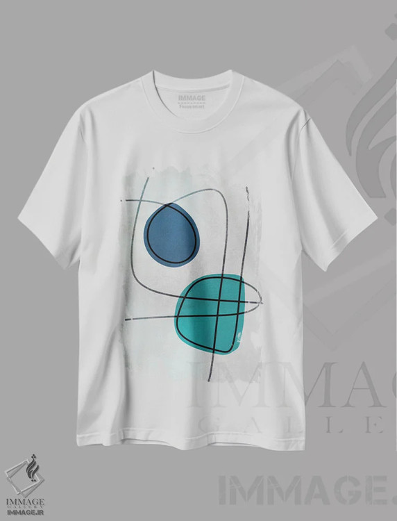 تیشرت سفید طرح دار مسیر مخفی، آبستره اثر آندریا هازه | فروشگاه ایماژ