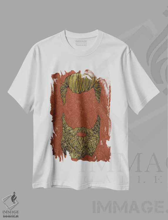 تیشرت سفید طرح دار مدل پومپادور، هنر دیجیتال اثر فایو بای فایو کالکتیو | immage.ir