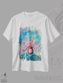 تیشرت سفید طرح دار بهشت اختاپوس، دکور ساحلی اثر آندریا هازه | فروشگاه ایماژ