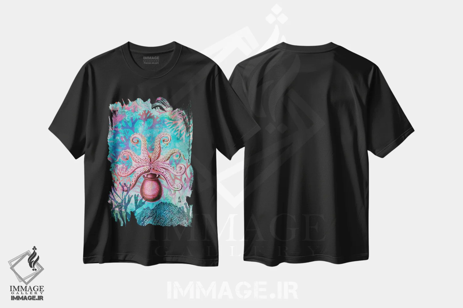 تیشرت مشکی طرح دار بهشت اختاپوس، دکور ساحلی اثر آندریا هازه | immage.ir