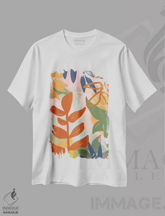 تیشرت سفید طرح دار باغ تابستانی، دکور بوهمی اثر آندریا هازه | فروشگاه ایماژ