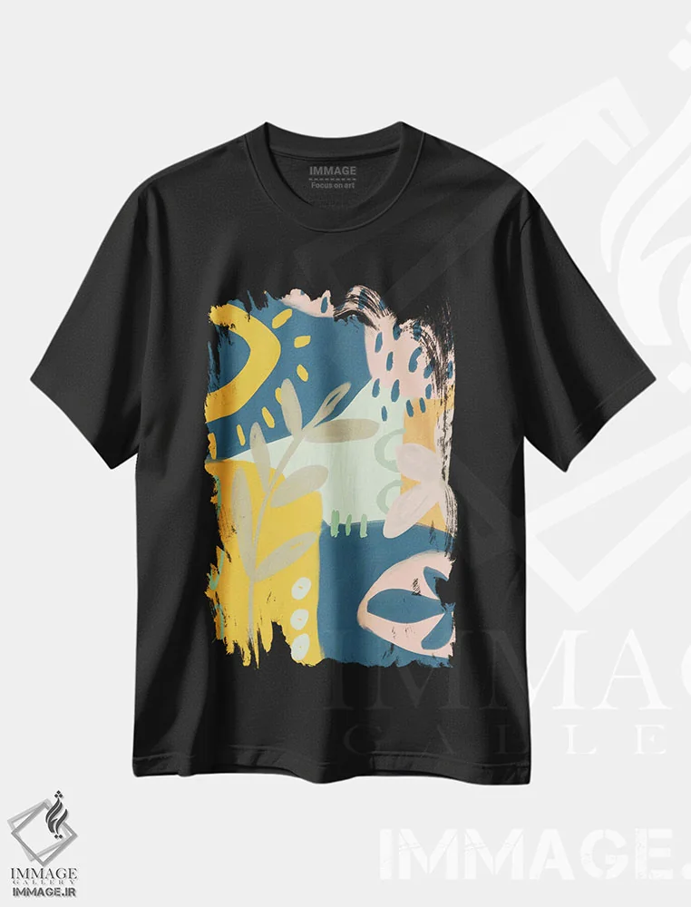 تیشرت مشکی طرح دار باران تابستانی، آبستره اثر آندریا هازه | immage.ir
