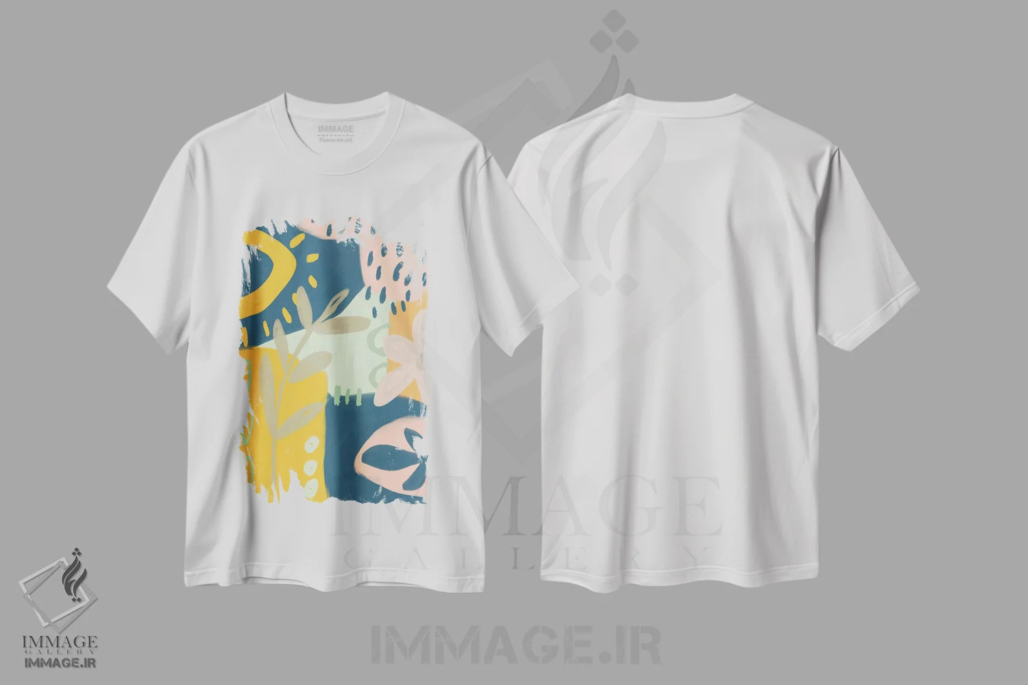 تیشرت سفید طرح دار باران تابستانی، آبستره اثر آندریا هازه | فروشگاه ایماژ