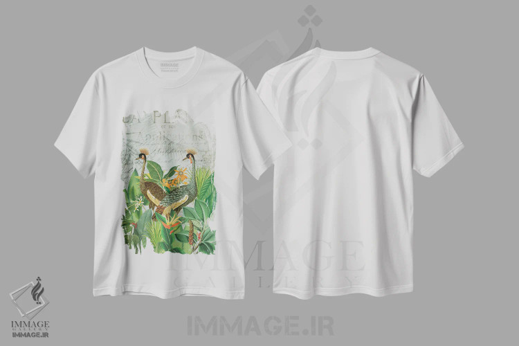 تیشرت سفید طرح دار سکه ها زیر مناطق استوایی، تزئینی اثر آندریا هازه | فروشگاه ایماژ