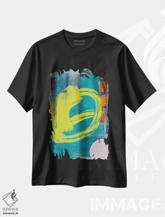 تیشرت مشکی طرح دار آبی نیمه شب اثر آندریا هازه | immage.ir