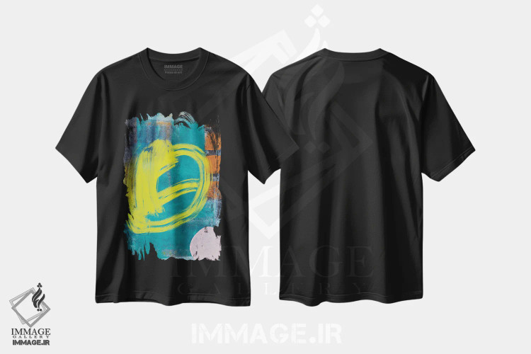 تیشرت مشکی طرح دار آبی نیمه شب اثر آندریا هازه | immage.ir