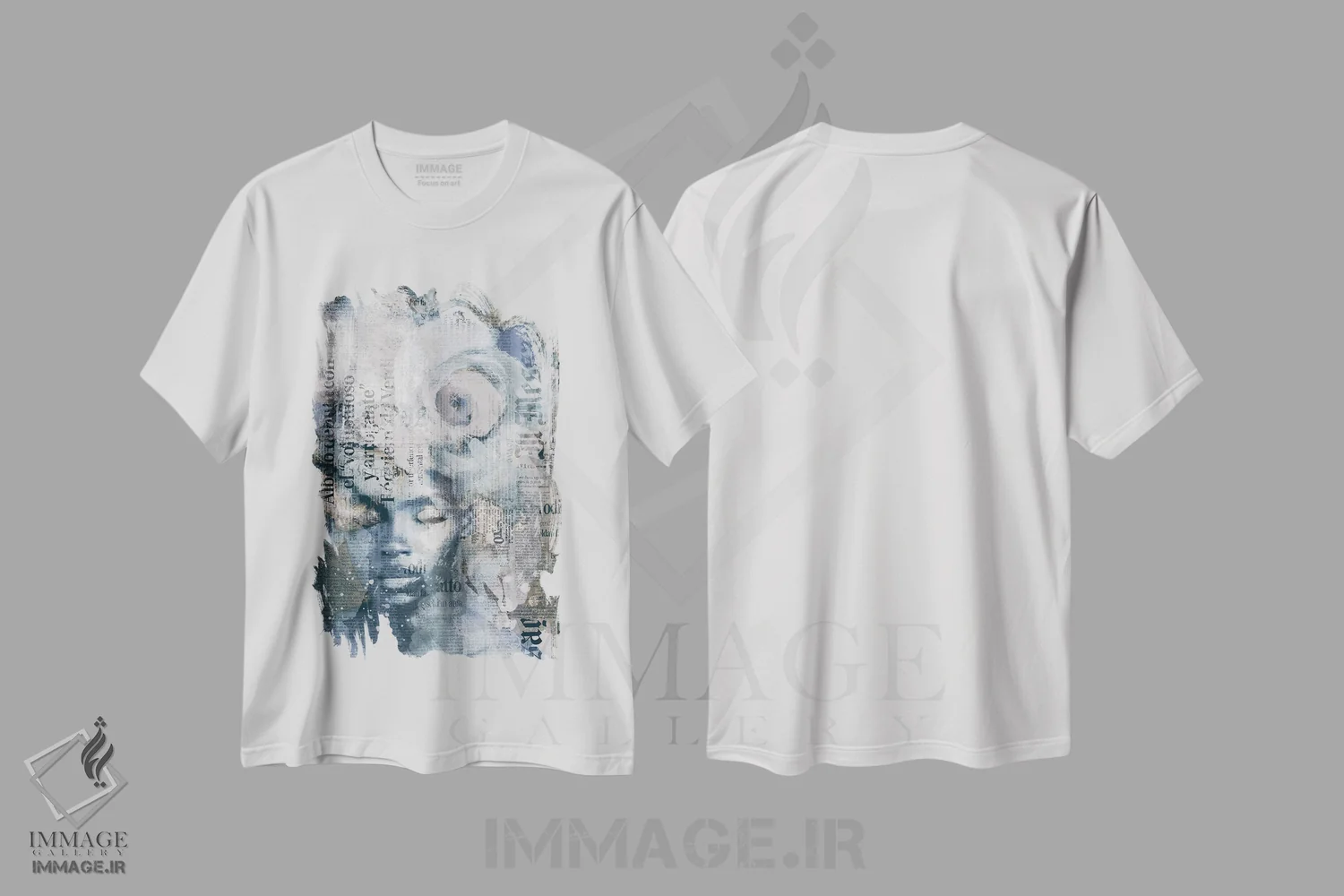 تیشرت سفید طرح دار دختر نیویورکی آبی خاکستری، تزئینی اثر آندریا هازه | immage.ir