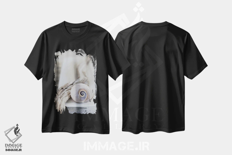 تیشرت مشکی طرح دار ساحل به سبک ذن، مدیوم اثر آندریا هازه | فروشگاه ایماژ