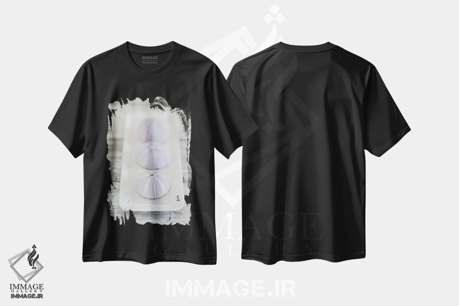 تیشرت مشکی طرح دار صدف خارپشت دریایی به سبک ذن، مدیوم اثر آندریا هازه | فروشگاه ایماژ