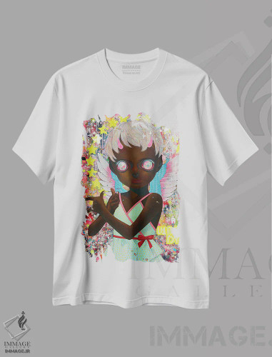 تیشرت سفید طرح دار دشمن خود را نمی شناسم، هنر آمریکایی آفریقایی تبار اثر هیکاری شیمودا | فروشگاه ایماژ