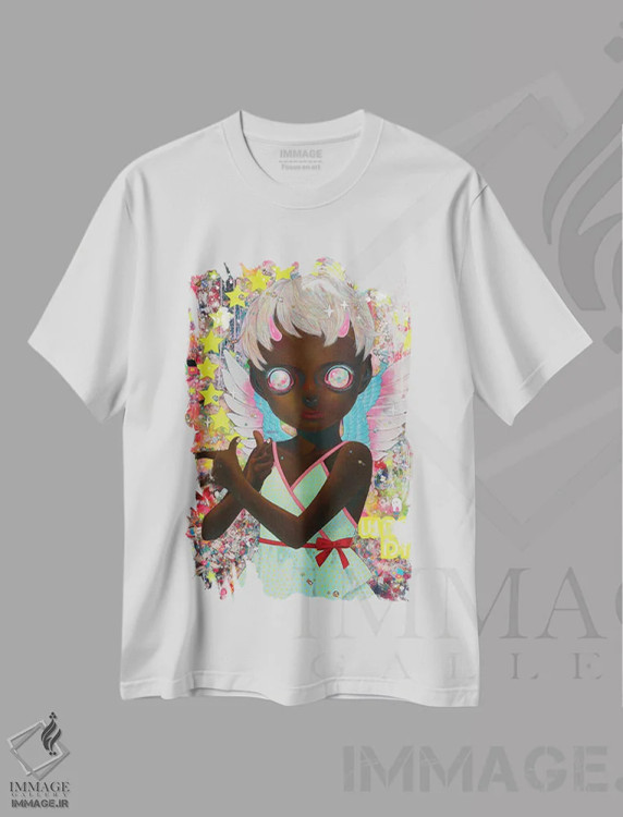 تیشرت سفید طرح دار دشمن خود را نمی شناسم، هنر آمریکایی آفریقایی تبار اثر هیکاری شیمودا | فروشگاه ایماژ