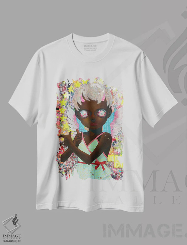 تیشرت سفید طرح دار دشمن خود را نمی شناسم، هنر آمریکایی آفریقایی تبار اثر هیکاری شیمودا | فروشگاه ایماژ