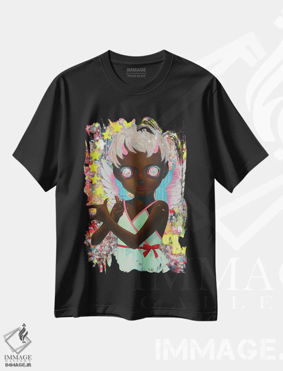 تیشرت مشکی طرح دار دشمن خود را نمی شناسم، هنر آمریکایی آفریقایی تبار اثر هیکاری شیمودا | immage.ir