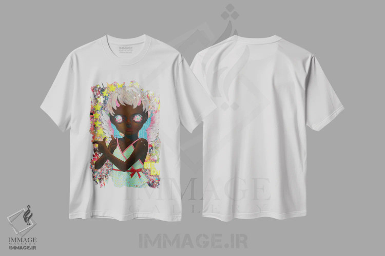 تیشرت سفید طرح دار دشمن خود را نمی شناسم، هنر آمریکایی آفریقایی تبار اثر هیکاری شیمودا | فروشگاه ایماژ