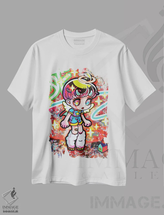 تیشرت سفید طرح دار رکوئیم دوم، دکوراسیون جایگزین اثر هیکاری شیمودا | فروشگاه ایماژ