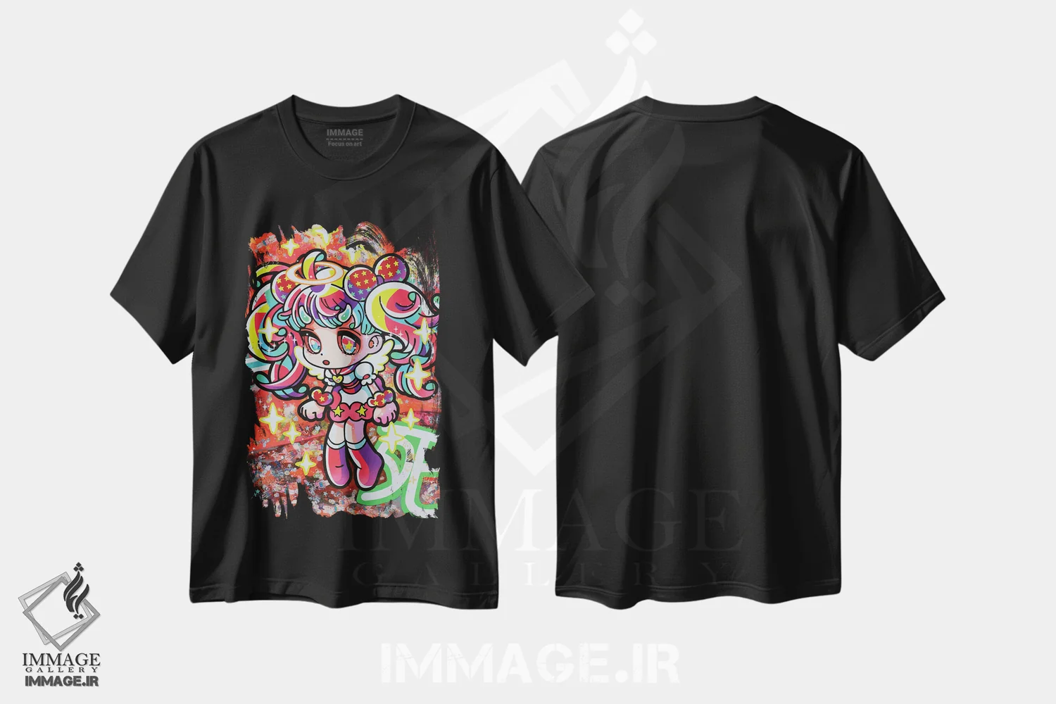 تیشرت مشکی طرح دار رکوئیم یکم، دکوراسیون جایگزین اثر هیکاری شیمودا | فروشگاه ایماژ