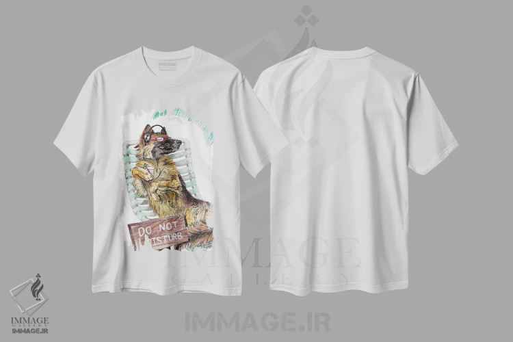 تیشرت سفید طرح دار لم دادن در آفتاب اثر هالی سیمنتال | فروشگاه ایماژ