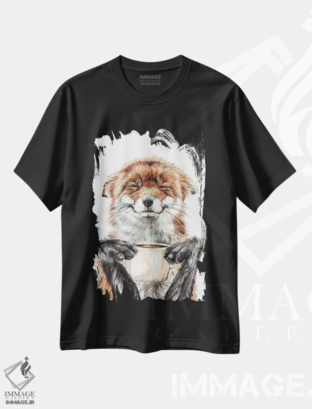 تیشرت مشکی طرح دار روباه صبحگاهی، مدیوم اثر هالی سیمنتال | فروشگاه ایماژ