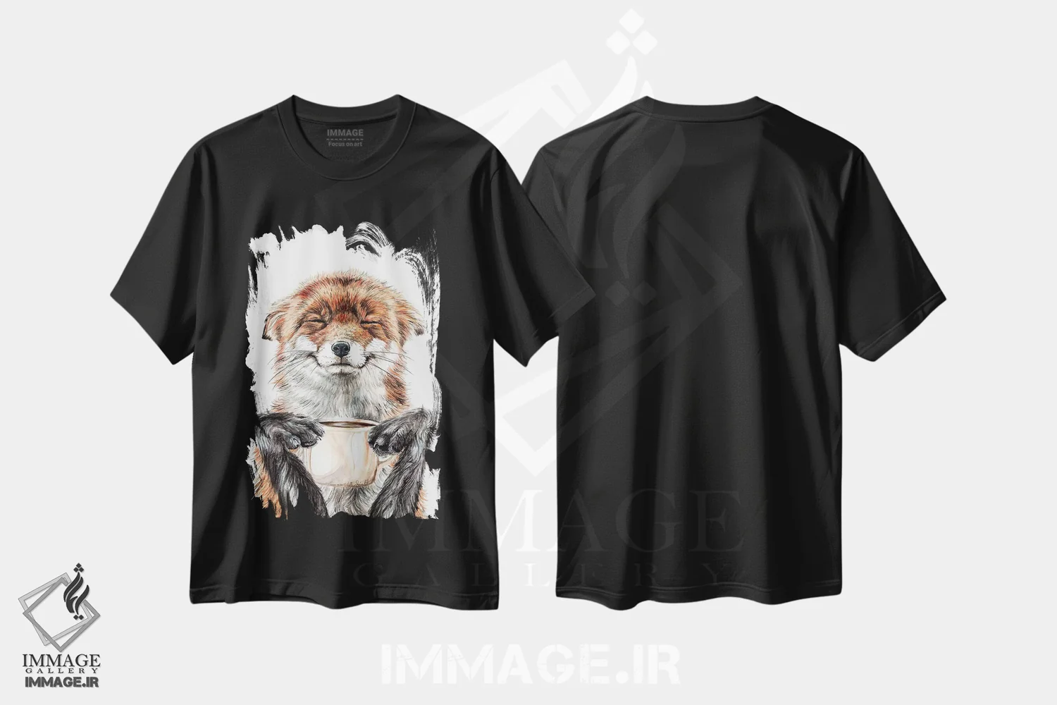 تیشرت مشکی طرح دار روباه صبحگاهی، مدیوم اثر هالی سیمنتال | فروشگاه ایماژ
